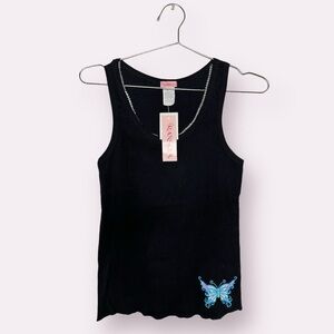 Y2K deadstock RANSOM butterfly tank with bedazzle on the neckline